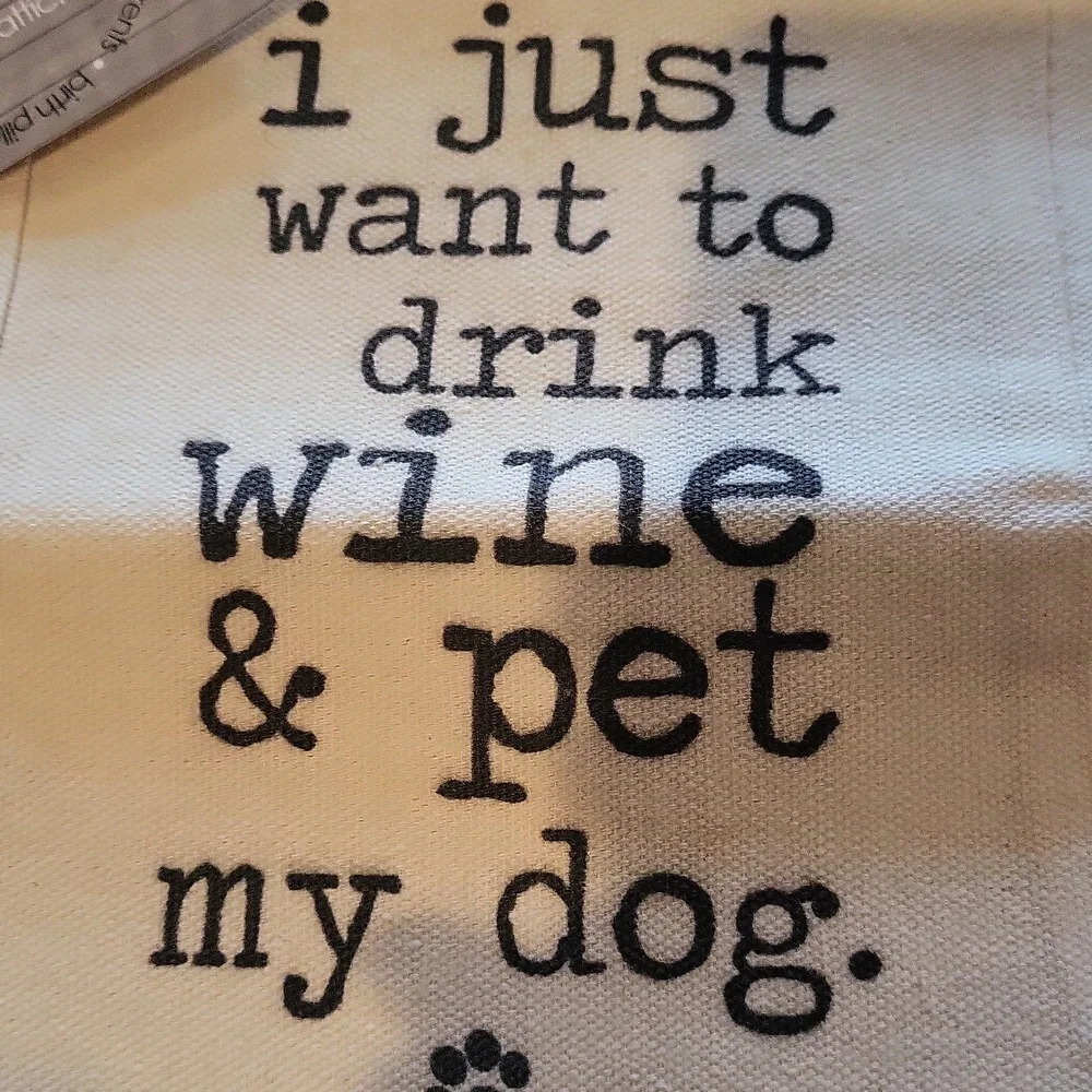 ZOEYS ATTIC Cream Dog Tote Bag SMALL WORDS ABOVE CLOTH bagged